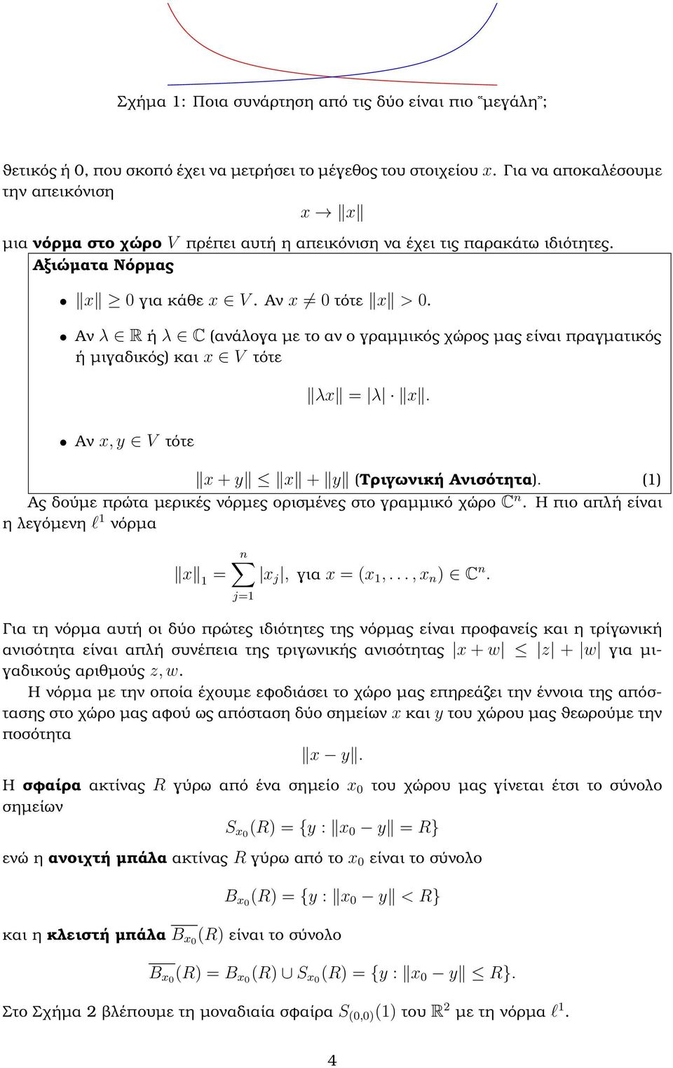 Αν λ R ή λ C (ανάλογα µε το αν ο γραµµικός χώρος µας είναι πραγµατικός ή µιγαδικός) και x V τότε λx = λ x. Αν x, y V τότε x + y x + y (Τριγωνική Ανισότητα).