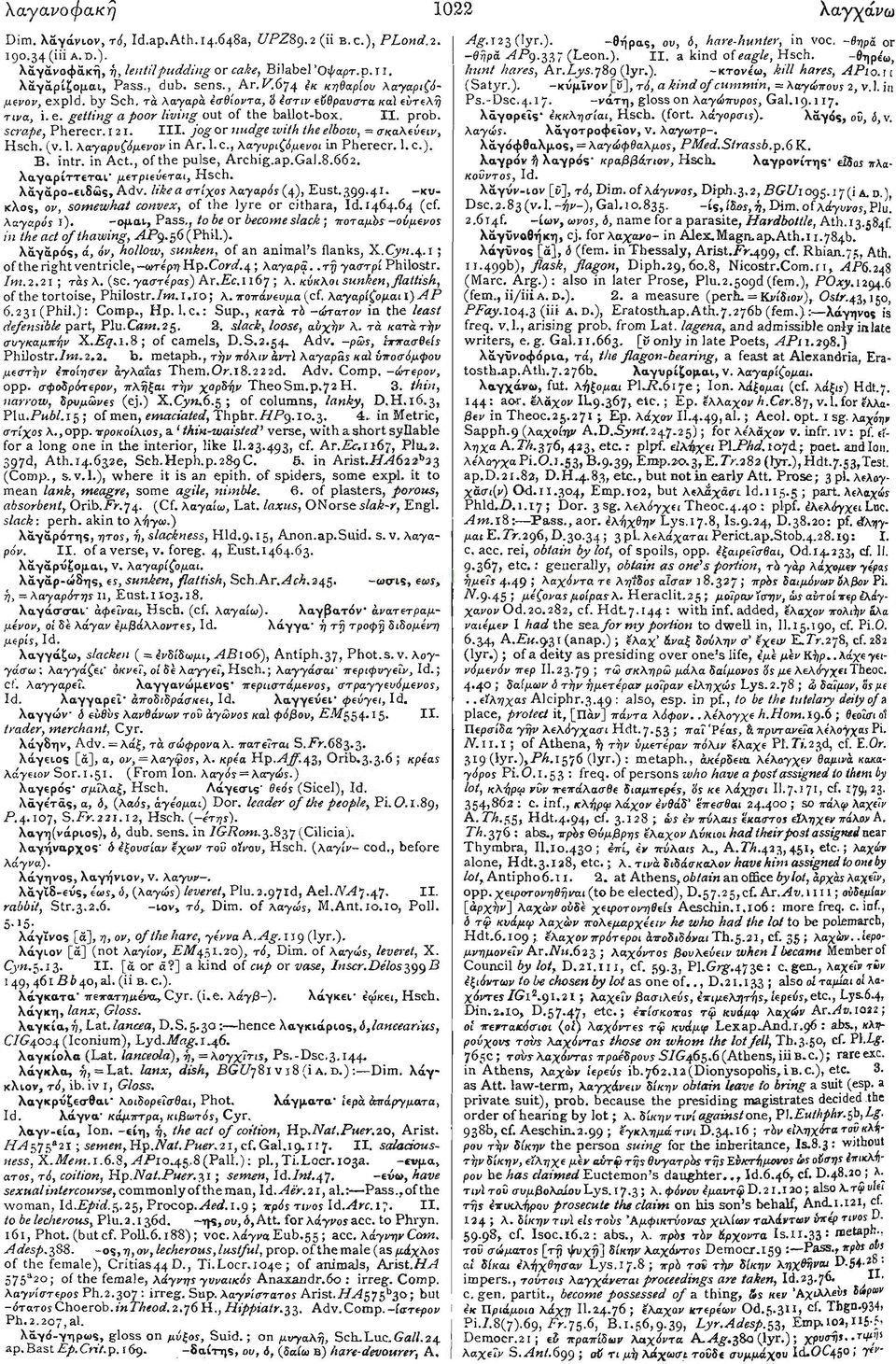 jog or nudge with theelboiv, = σκαλεύειν, Hsch. (v. 1. Χαγαρυζόμενον in Ar. 1. c \ayυριζόμζνοι. in Pherecr. 1. c.). B, intr. in Act., of the pulse, Archig.ap.GaL8.662.