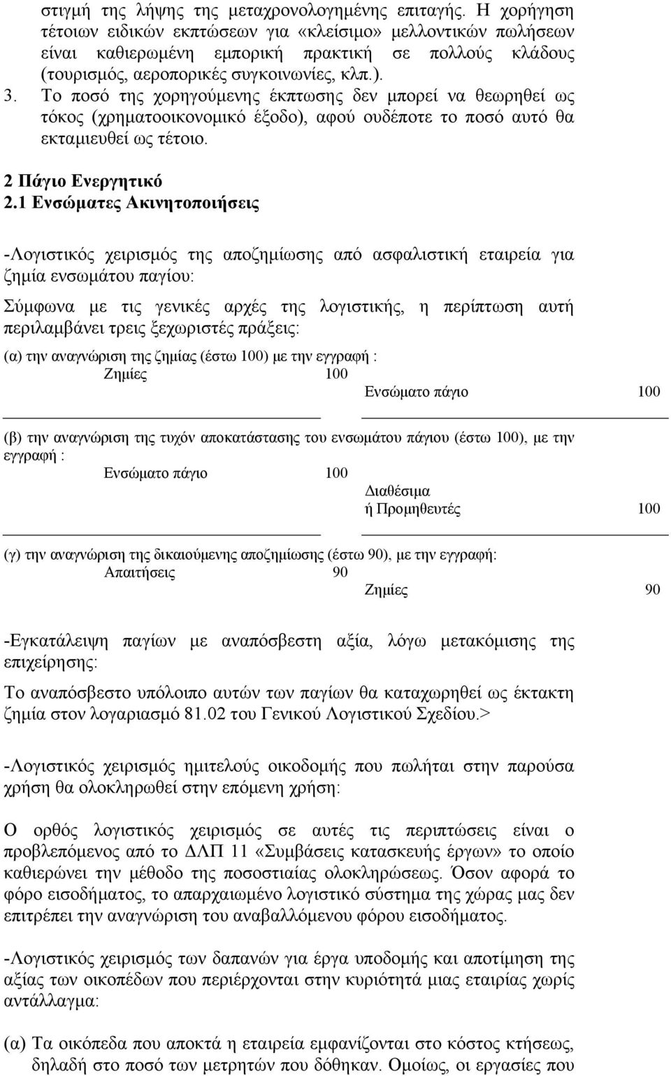 Το ποσό της χορηγούμενης έκπτωσης δεν μπορεί να θεωρηθεί ως τόκος (χρηματοοικονομικό έξοδο), αφού ουδέποτε το ποσό αυτό θα εκταμιευθεί ως τέτοιο. 2 Πάγιο Ενεργητικό 2.