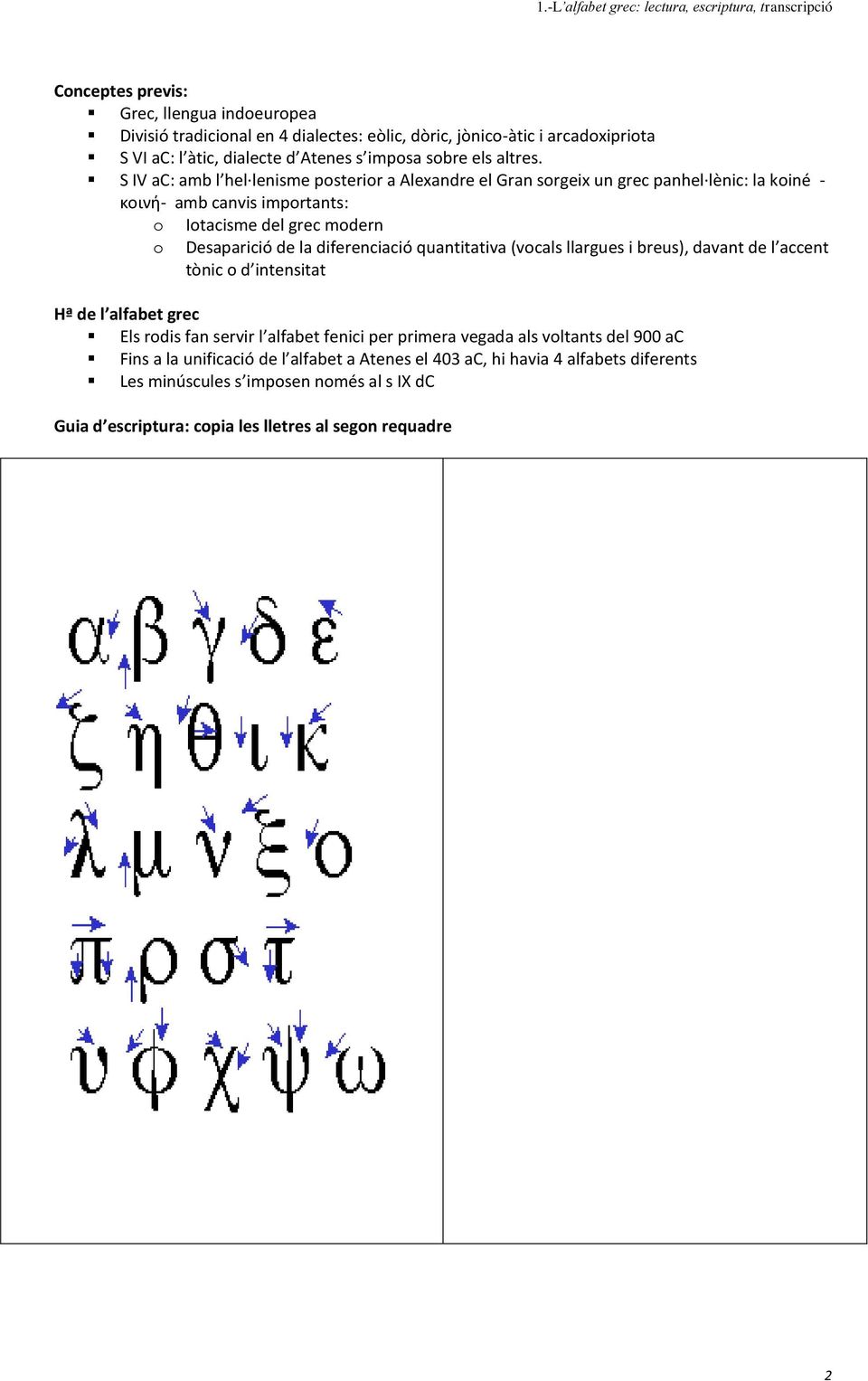 diferenciació quantitativa (vocals llargues i breus), davant de l accent tònic o d intensitat Hª de l alfabet grec Els rodis fan servir l alfabet fenici per primera vegada als voltants