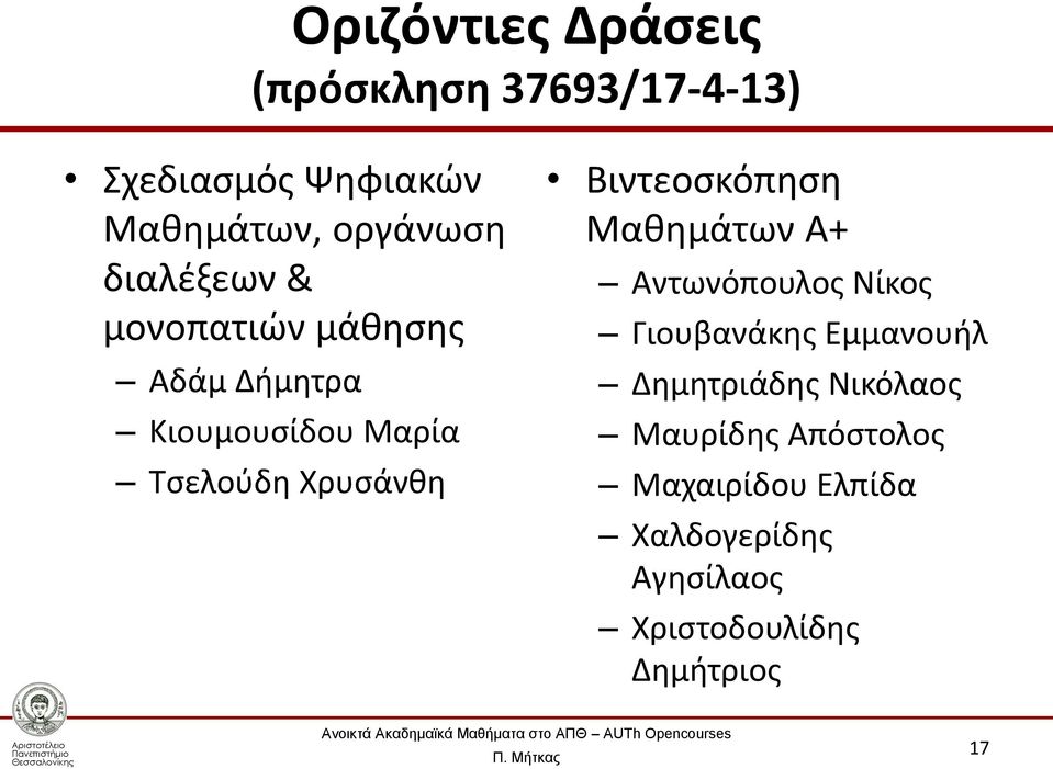 Βιντεοσκόπηση Μαθημάτων Α+ Αντωνόπουλος Νίκος Γιουβανάκης Εμμανουήλ Δημητριάδης