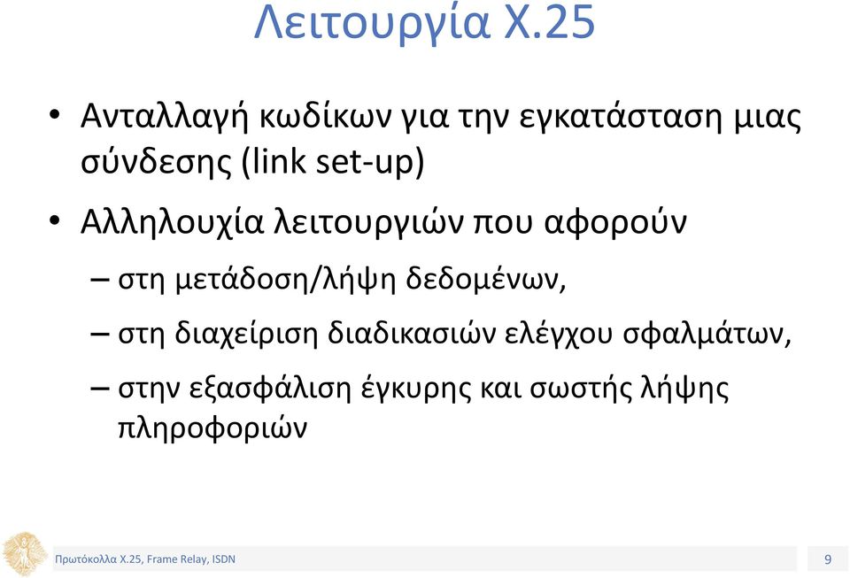 set-up) Αλληλουχία λειτουργιών που αφορούν στη μετάδοση/λήψη