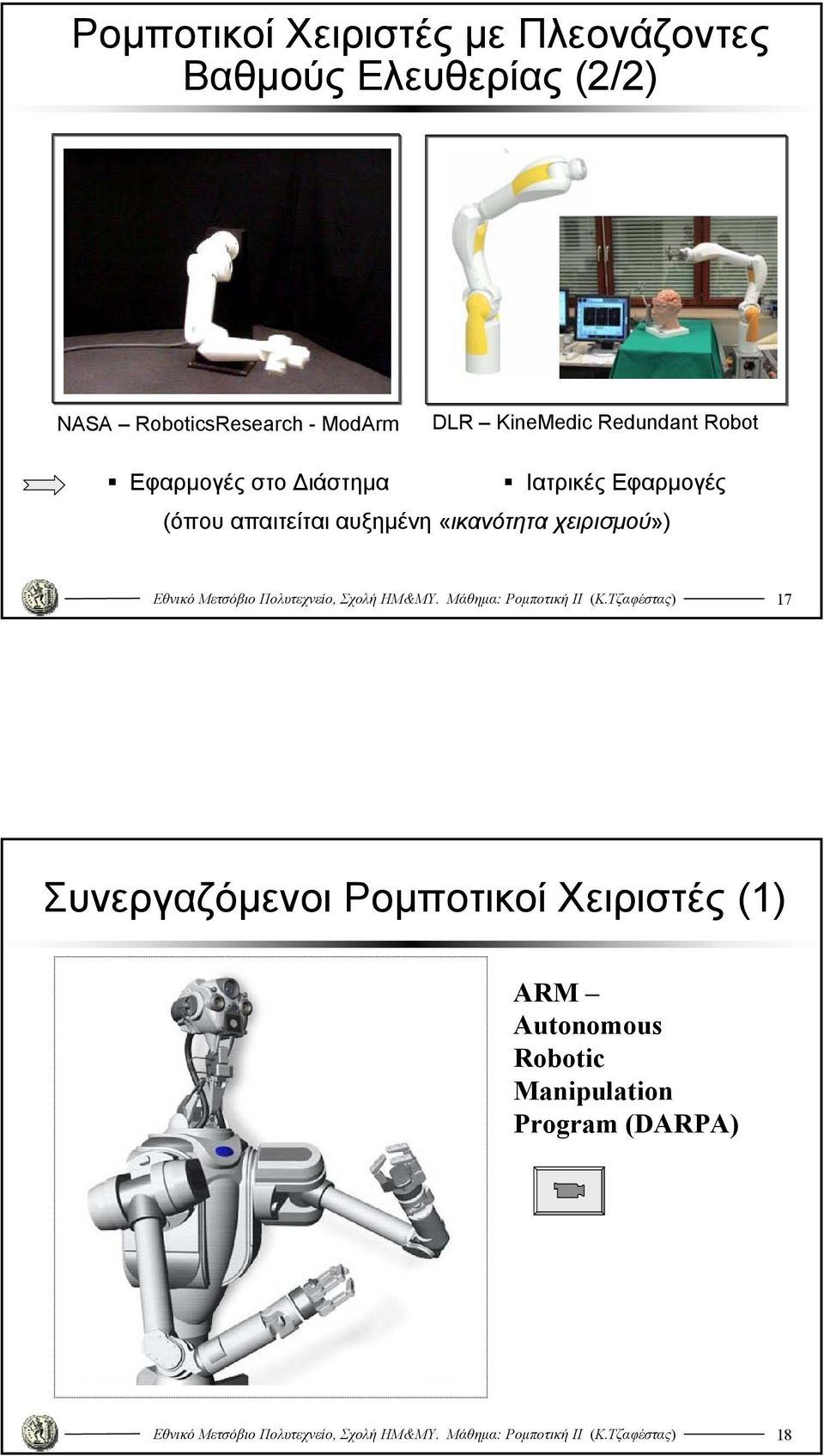 Διάστημα Ιατρικές Εφαρμογές (όπου απαιτείται αυξημένη «ικανότητα χειρισμού»