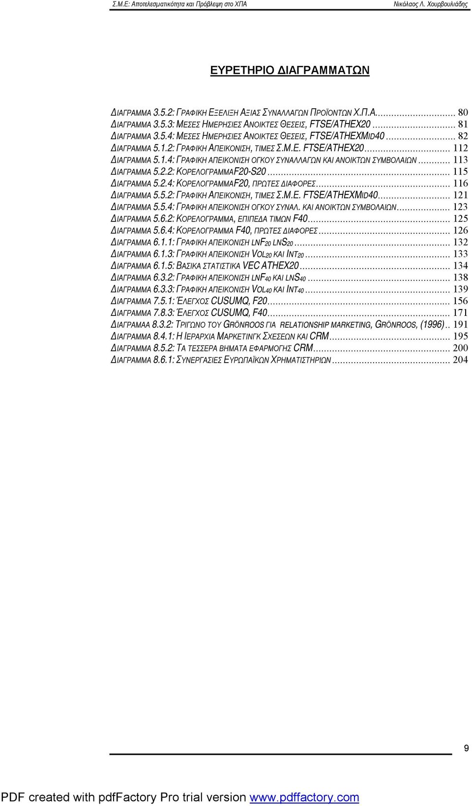 ..115 ΔΙΑΓΡΑΜΜΑ 5.2.4: ΚΟΡΕΛΟΓΡΑΜΜΑF20, ΠΡΩΤΕΣ ΔΙΑΦΟΡΕΣ...116 ΔΙΑΓΡΑΜΜΑ 5.5.2: ΓΡΑΦΙΚΗ ΑΠΕΙΚΟΝΙΣΗ, ΤΙΜΕΣ Σ.Μ.Ε. FTSE/ATHEXMID40...121 ΔΙΑΓΡΑΜΜΑ 5.5.4: ΓΡΑΦΙΚΗ ΑΠΕΙΚΟΝΙΣΗ ΟΓΚΟΥ ΣΥΝΑΛ.