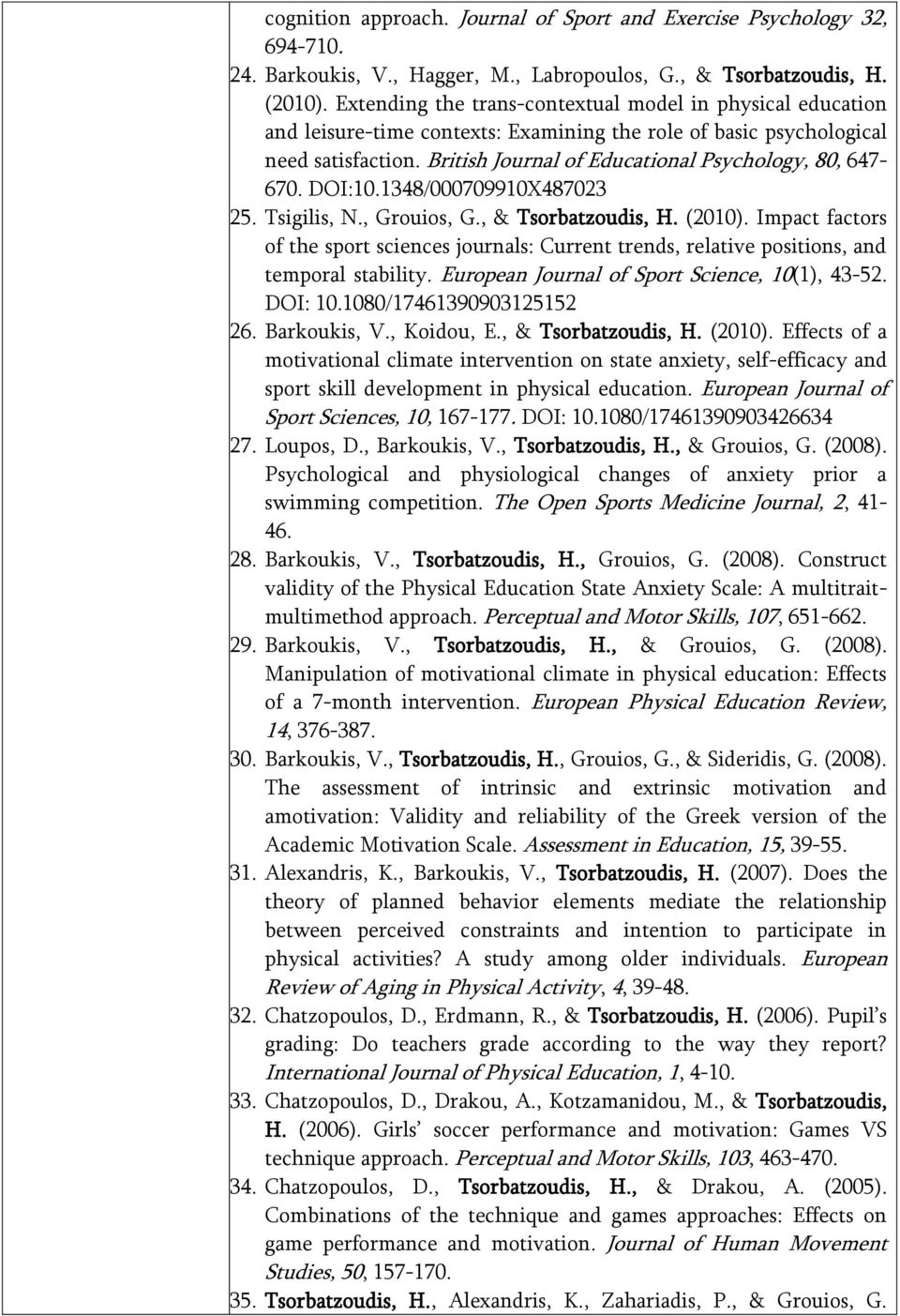 British Journal of Educational Psychology, 80, 647-670. DOI:10.1348/000709910X487023 25. Tsigilis, N., Grouios, G., & Tsorbatzoudis, H. (2010).