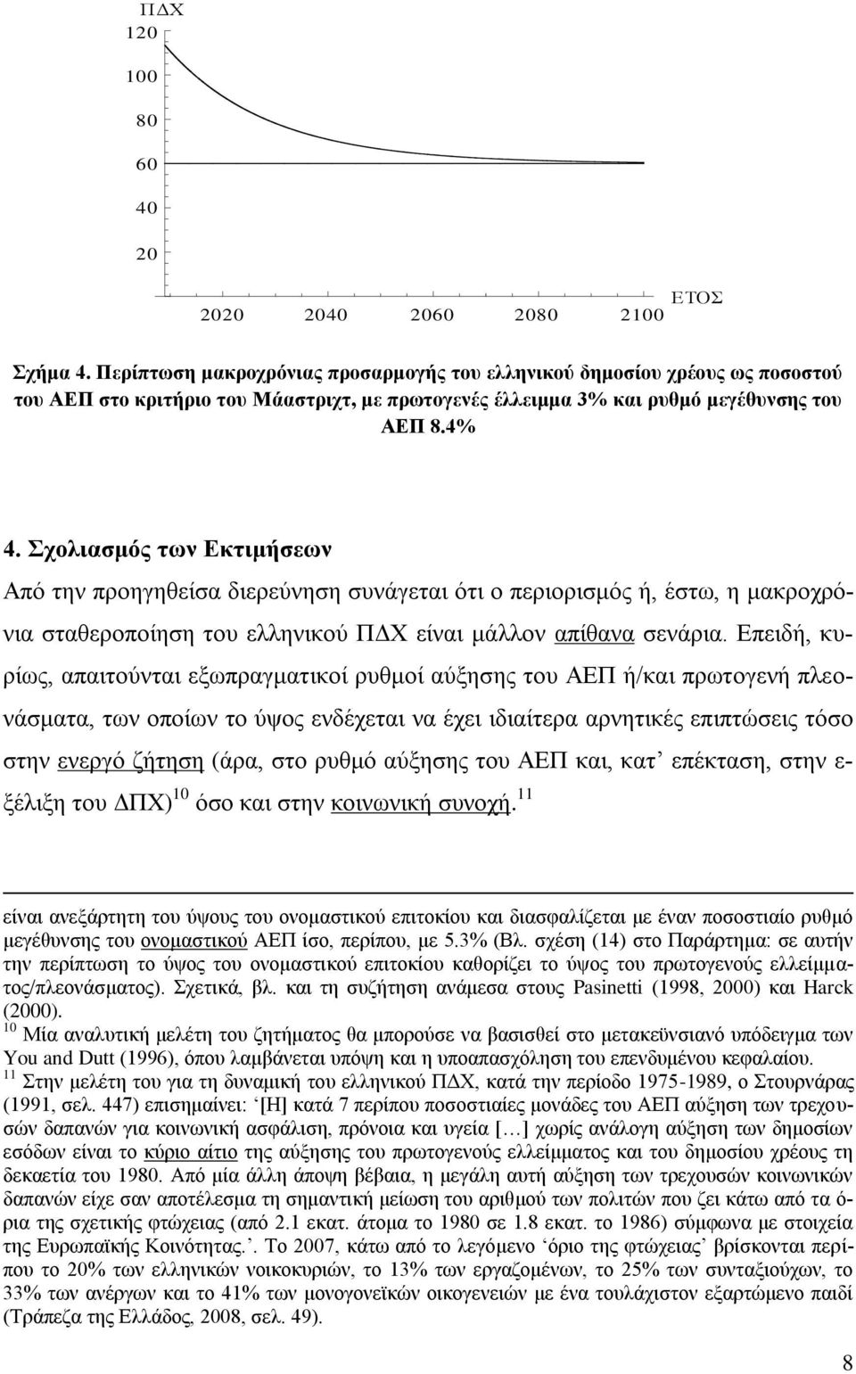 ρνιηαζκόο ησλ Εθηηκήζεσλ Απφ ηελ πξνεγεζείζα δηεξεχλεζε ζπλάγεηαη φηη ν πεξηνξηζκφο ή, έζησ, ε καθξνρξφληα ζηαζεξνπνίεζε ηνπ ειιεληθνχ ΠΓΥ είλαη κάιινλ απίζαλα ζελάξηα.