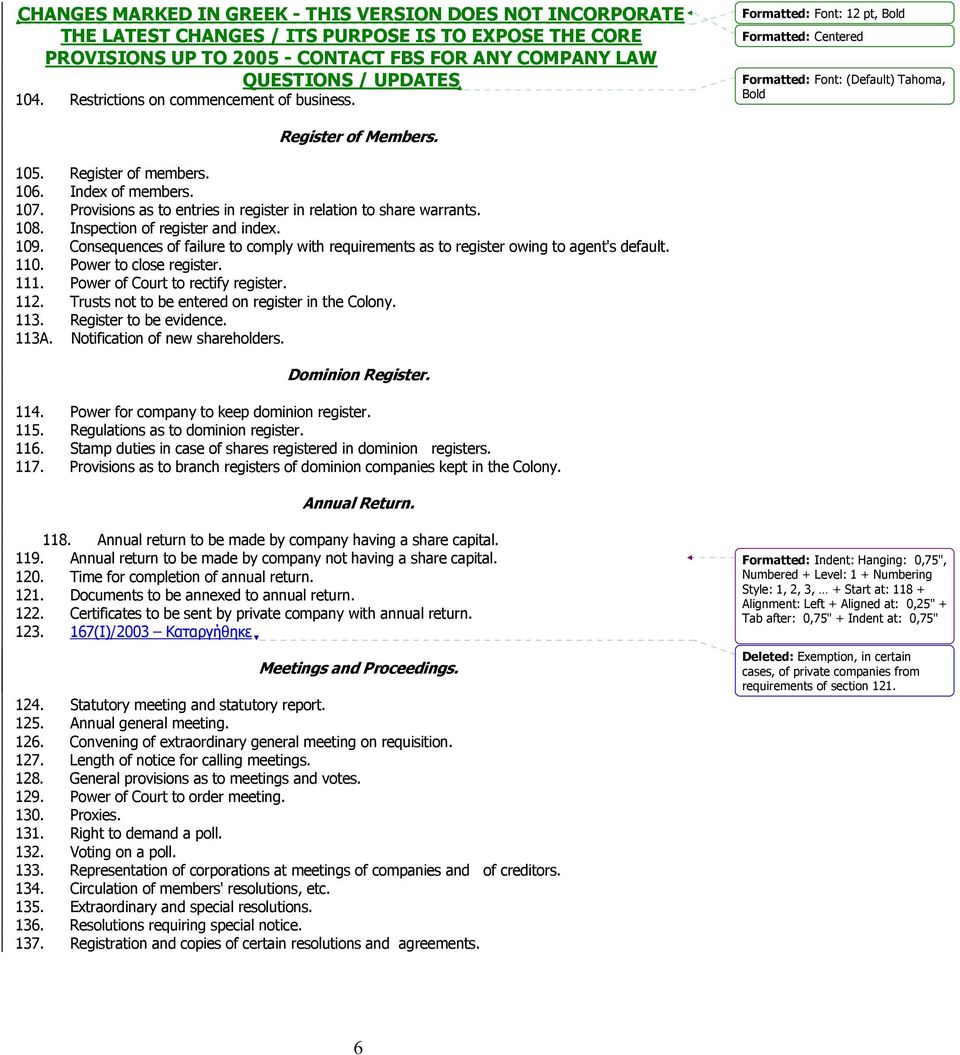 Power of Court to rectify register. 112. Trusts not to be entered on register in the Colony. 113. Register to be evidence. 113A. Notification of new shareholders. Dominion Register. 114.