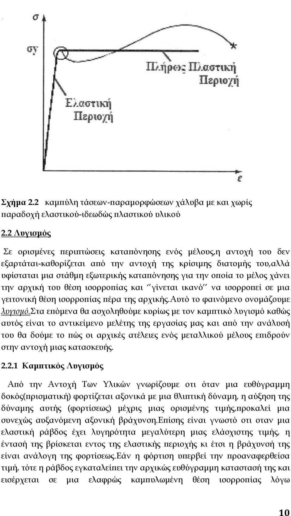 οποία το μέλος χάνει την αρχική του θέση ισορροπίας και γίνεται ικανό να ισορροπεί σε μια γειτονική θέση ισορροπίας πέρα της αρχικής.αυτό το φαινόμενο ονομάζουμε λυγισμό.