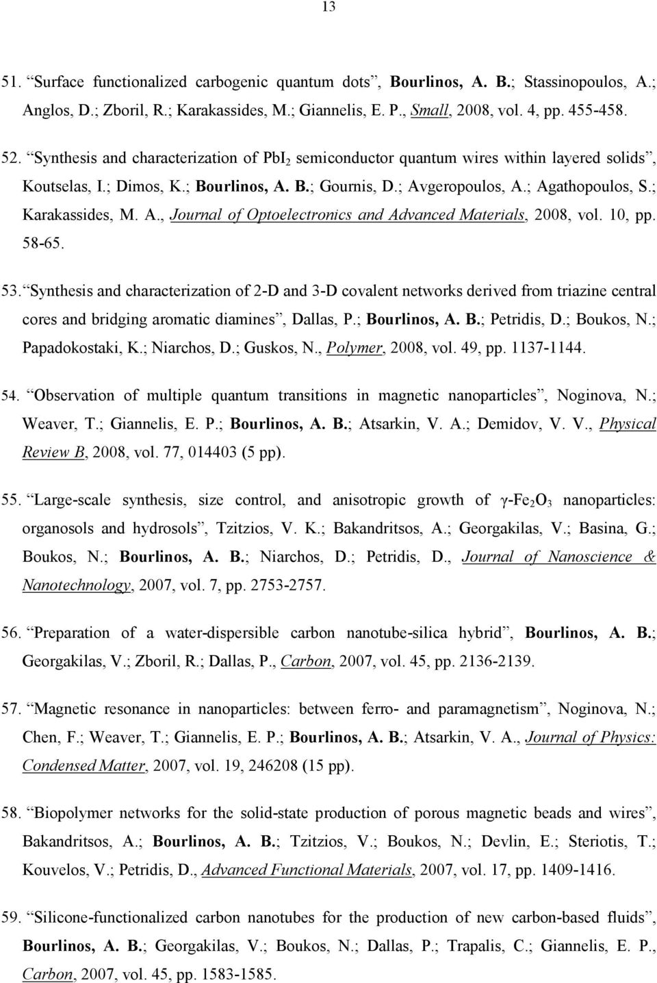 A., Journal of Optoelectronics and Advanced Materials, 2008, vol. 10, pp. 58-65. 53.