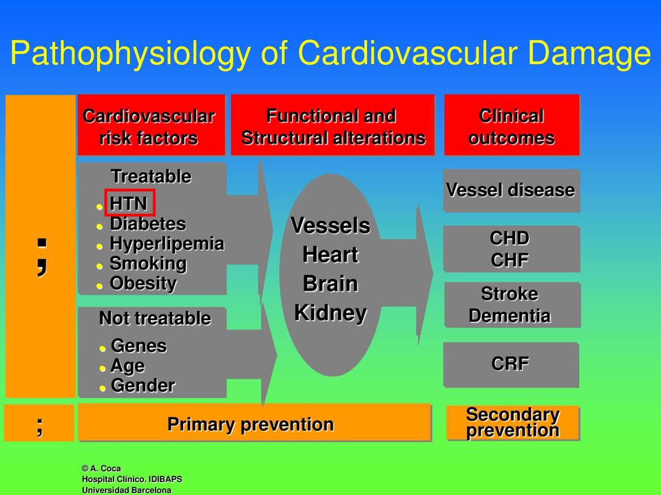 factors Functional and Structural alterations Clinical outcomes ; ; Treatable HTN Diabetes