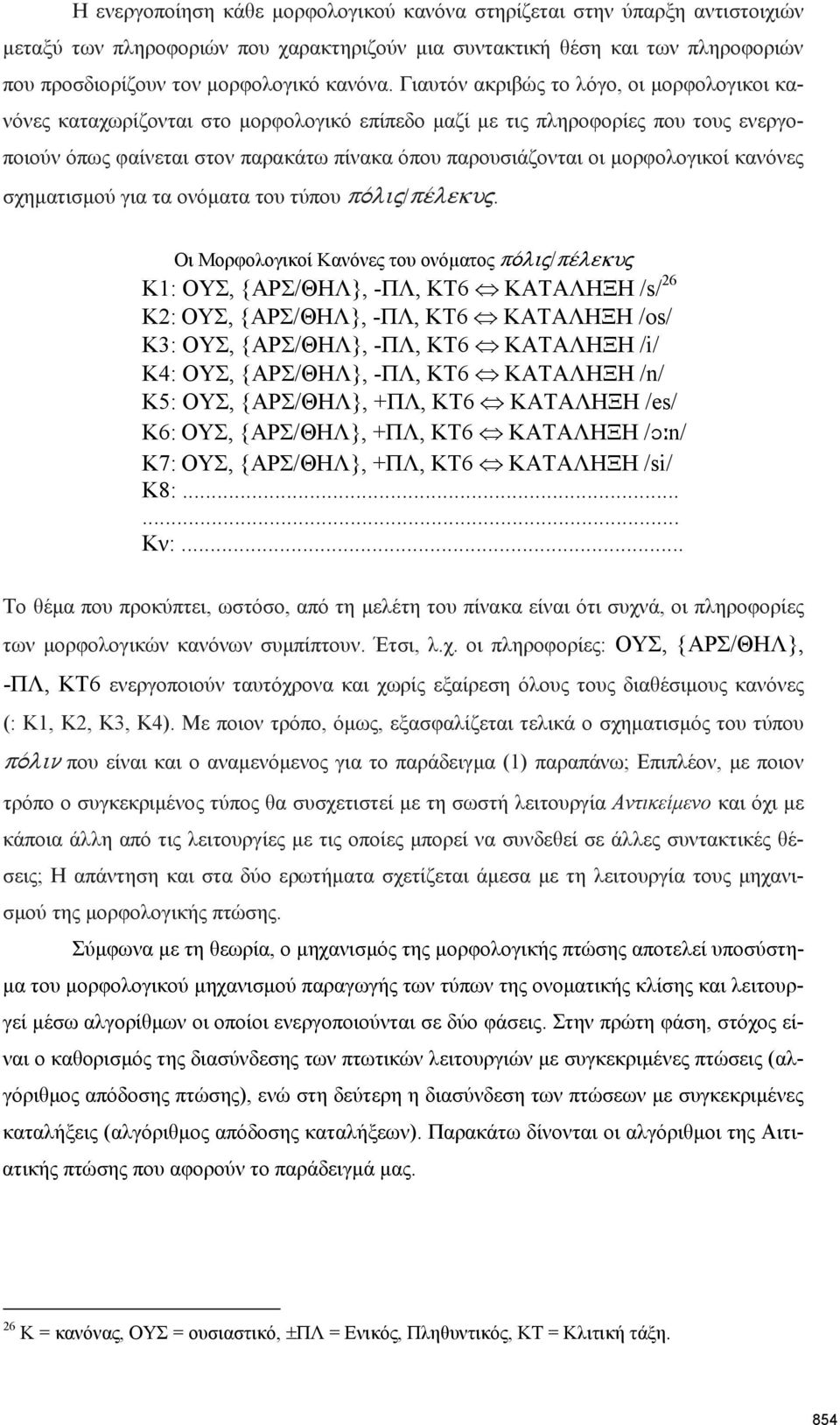 µορφολογικοί κανόνες σχηµατισµού για τα ονόµατα του τύπου po/lij/pe/lekuj.