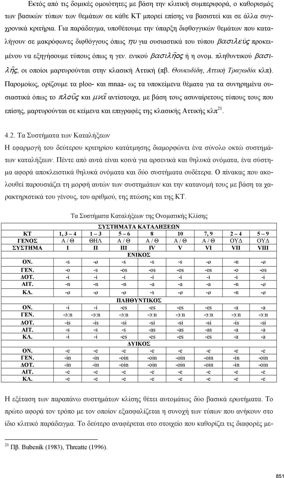 ενικού basilh=oj ή η ονοµ. πληθυντικού basilh=j, οι οποίοι µαρτυρούνται στην κλασική Αττική (πβ. Θουκυδίδη, Αττική Τραγωδία κλπ).