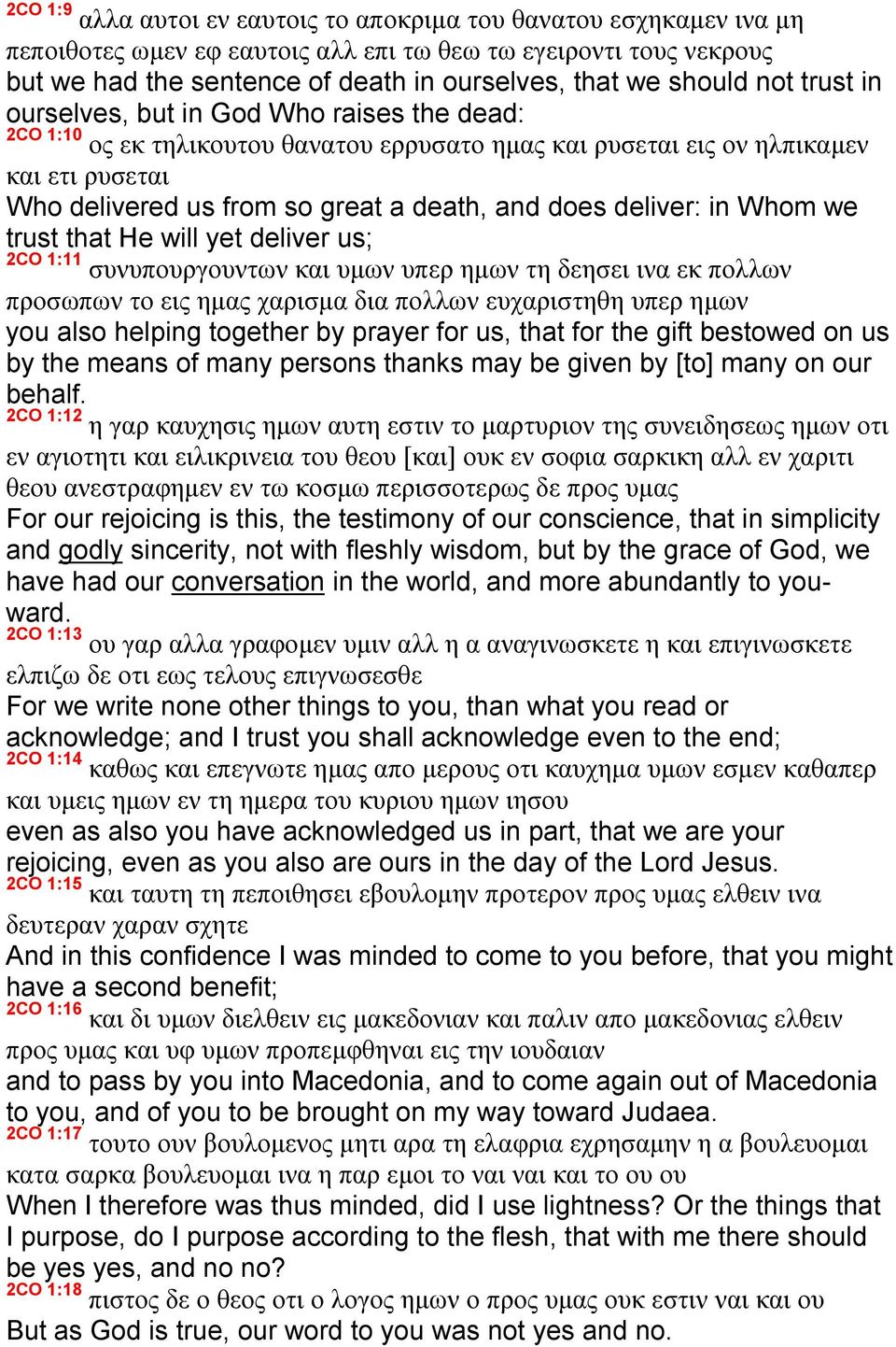 does deliver: in Whom we trust that He will yet deliver us; 2CO 1:11 συνυπουργουντων και υμων υπερ ημων τη δεησει ινα εκ πολλων προσωπων το εις ημας χαρισμα δια πολλων ευχαριστηθη υπερ ημων you also