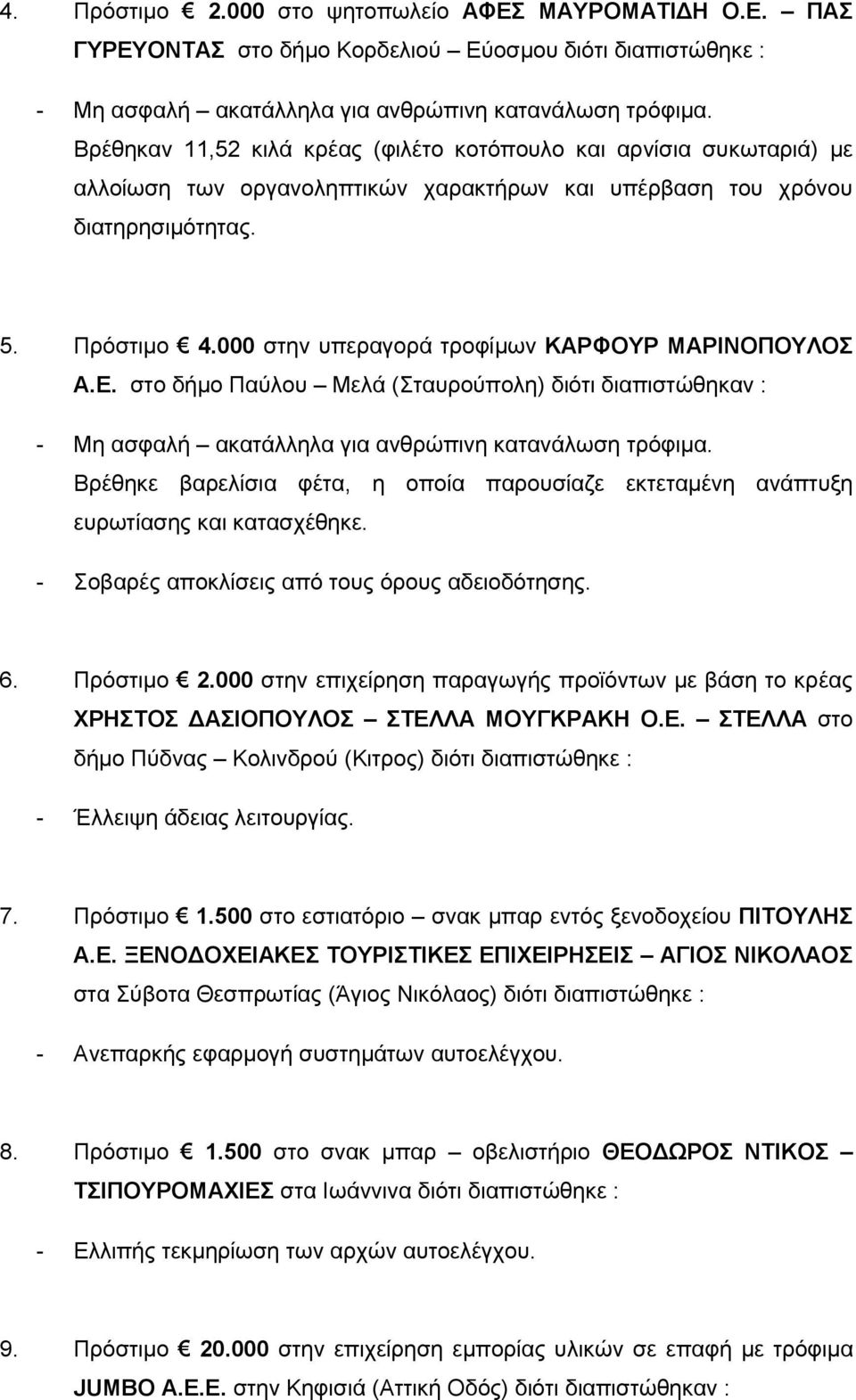 ΠΑΣ ΓΥΡΕΥΟΝΤΑΣ στο δήμο Κορδελιού Εύοσμου διότι Βρέθηκαν 11,52 κιλά κρέας (φιλέτο κοτόπουλο και αρνίσια συκωταριά) με αλλοίωση των οργανοληπτικών χαρακτήρων και υπέρβαση του χρόνου διατηρησιμότητας.