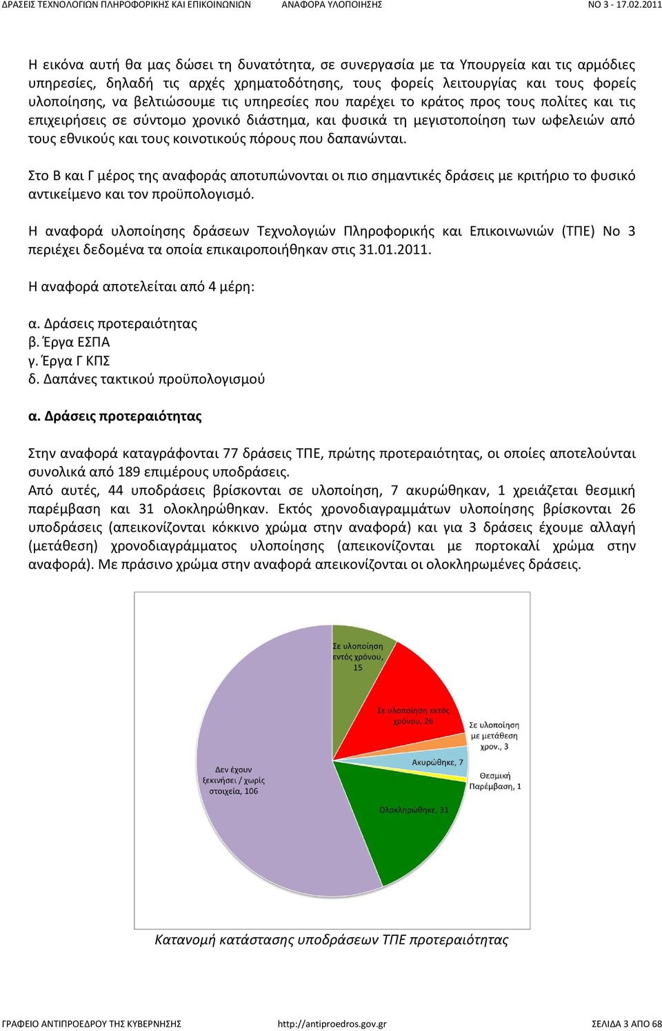 δαπανώνται. Στο Β και Γ μέρος της αναφοράς αποτυπώνονται οι πιο σημαντικές δράσεις με κριτήριο το φυσικό αντικείμενο και τον προϋπολογισμό.