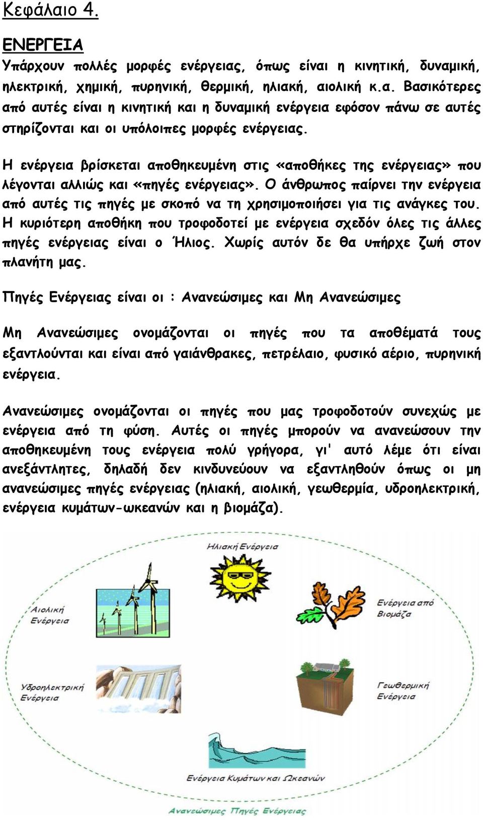 Ο άνθρωπος παίρνει την ενέργεια από αυτές τις πηγές με σκοπό να τη χρησιμοποιήσει για τις ανάγκες του.