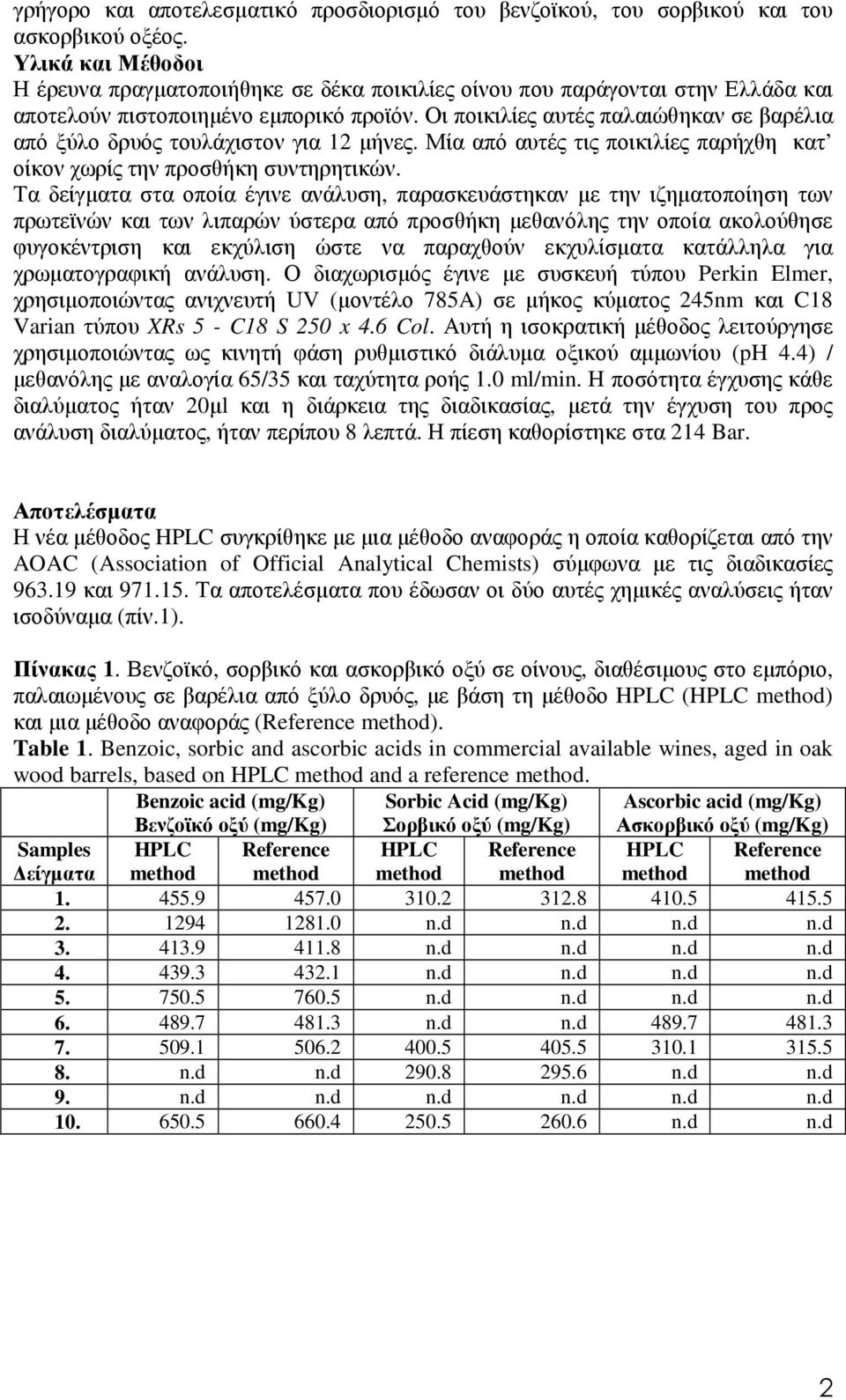 Οι ποικιλίες αυτές παλαιώθηκαν σε βαρέλια από ξύλο δρυός τουλάχιστον για 12 µήνες. Μία από αυτές τις ποικιλίες παρήχθη κατ οίκον χωρίς την προσθήκη συντηρητικών.