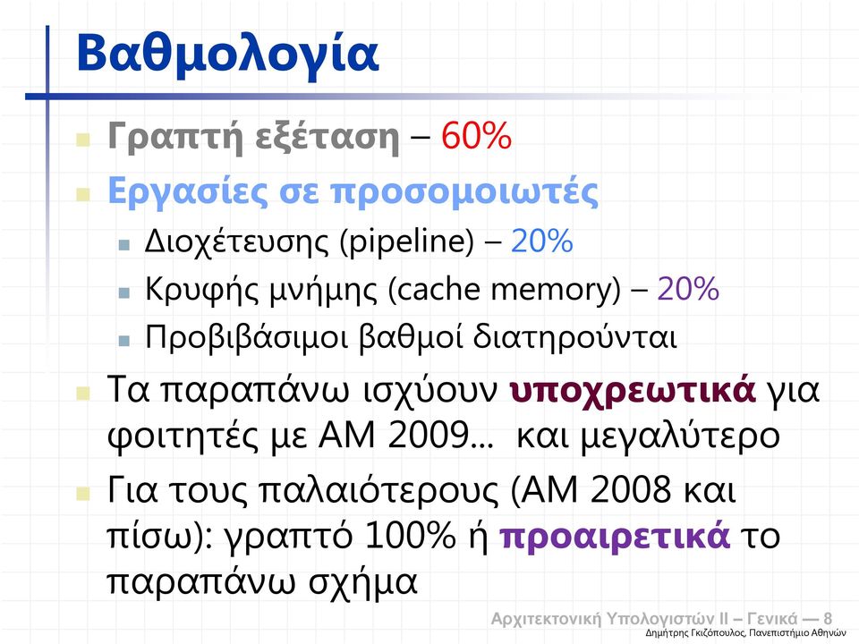 υποχρεωτικά για φοιτητές µε ΑΜ 2009.