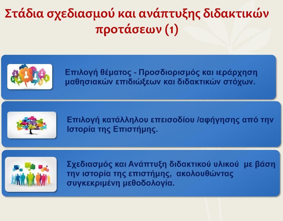 Επιλογή κατάλληλου επεισοδίου /αφήγησης από την Ιστορία της Επιστήμης.