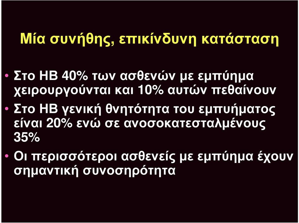 θνητότητα του εμπυήματος είναι 20% ενώ σε ανοσοκατεσταλμένους