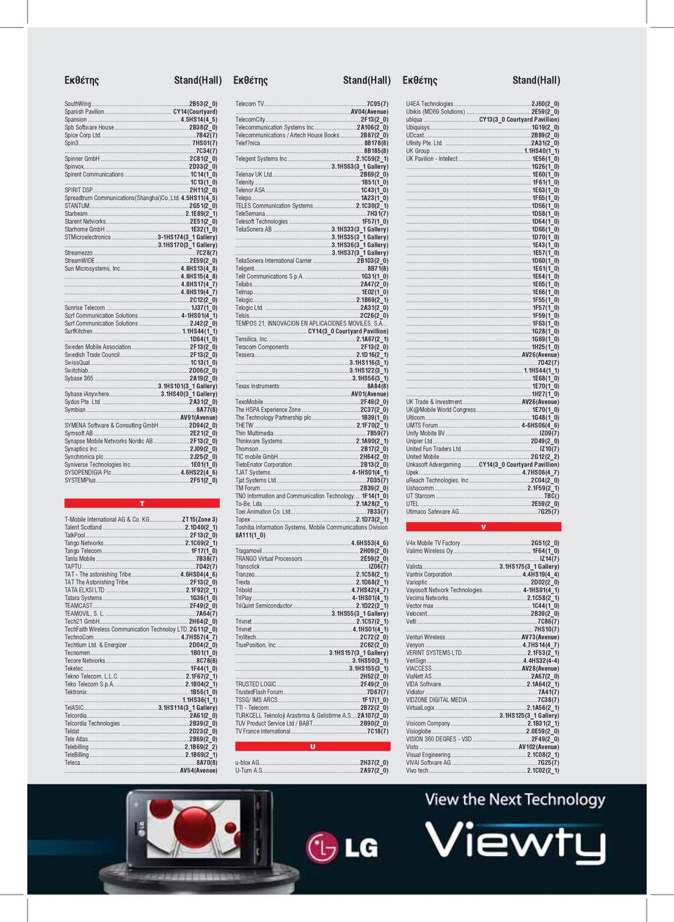 4.5HS11(4_5) STANTUM...2G51(2_0) Starbeam... 2.1E89(2_1) Starent Networks...2E51(2_0) Starhome GmbH... 1E32(1_0) STMicroelectronics...3-1HS174(3_1 Gallery)...3.1HS170(3_1 Gallery) Streamezzo.