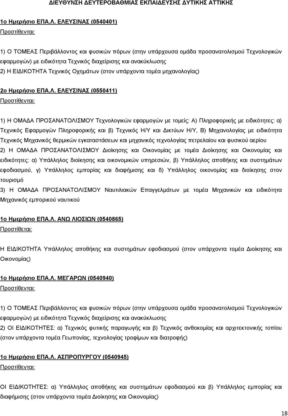 Τεχνικός Οχημάτων (στον υπάρχοντα τομέα μηχανολογίας) 2ο Ημερήσιο ΕΠΑ.Λ.