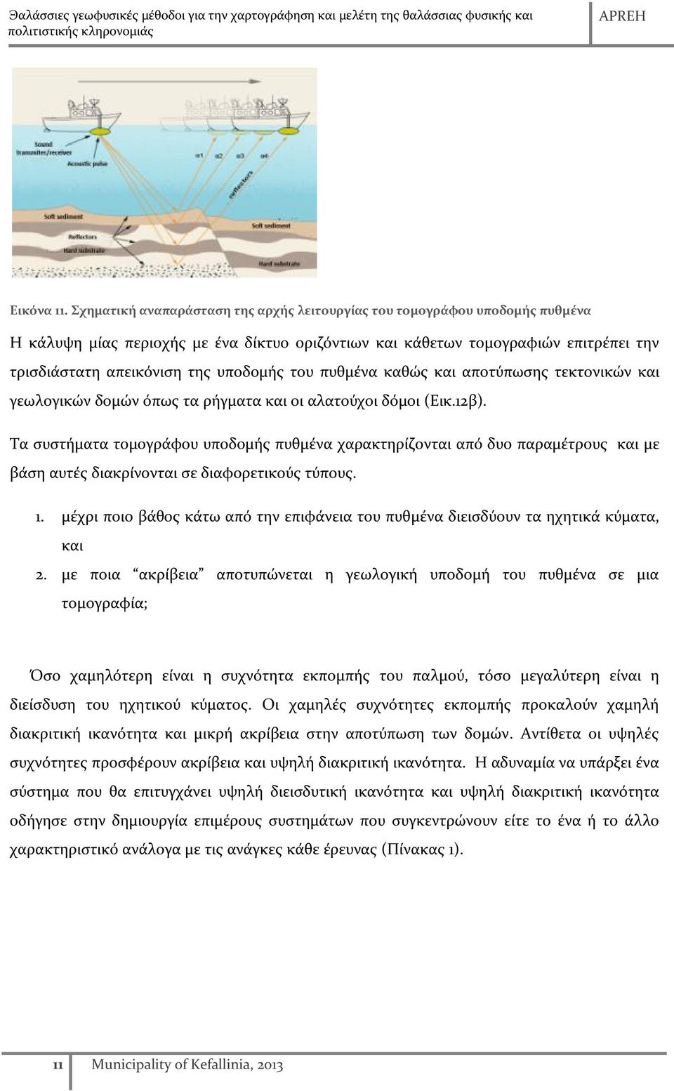 του πυθμένα καθώς και αποτύπωσης τεκτονικών και γεωλογικών δομών όπως τα ρήγματα και οι αλατούχοι δόμοι (Εικ.12β).