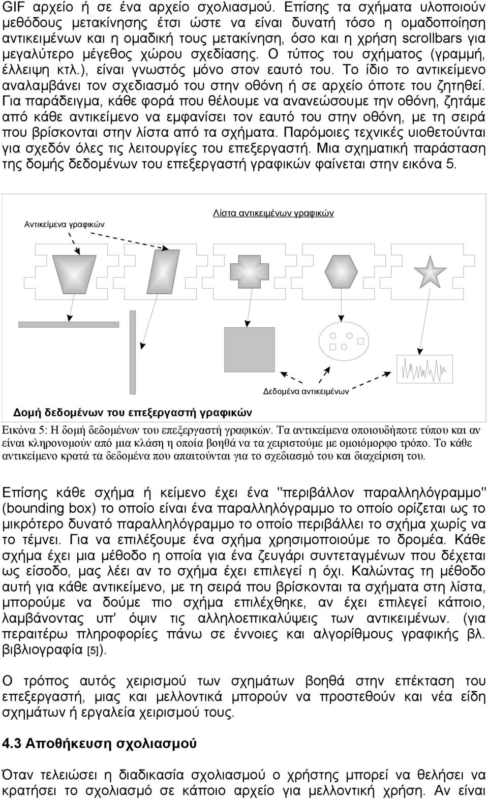 σχεδίασης. Ο τύπος του σχήματος (γραμμή, έλλειψη κτλ.), είναι γνωστός μόνο στον εαυτό του. Το ίδιο το αντικείμενο αναλαμβάνει τον σχεδιασμό του στην οθόνη ή σε αρχείο όποτε του ζητηθεί.