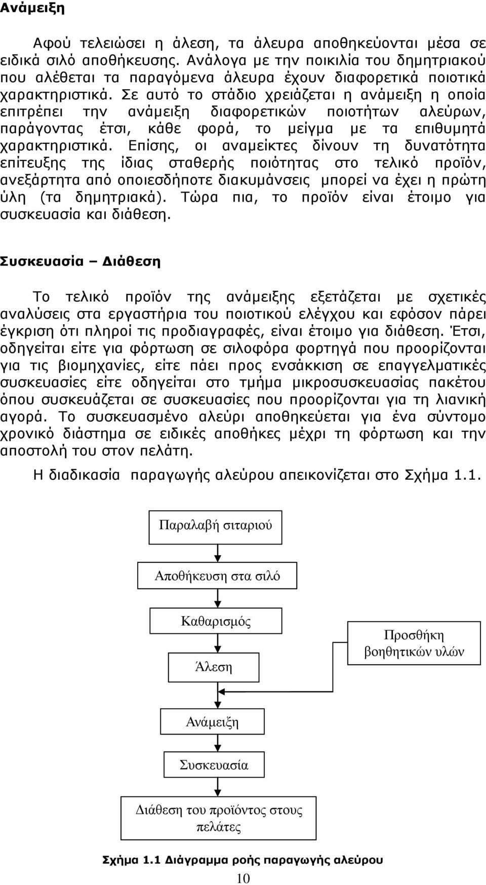 Σε αυτό το στάδιο χρειάζεται η ανάμειξη η οποία επιτρέπει την ανάμειξη διαφορετικών ποιοτήτων αλεύρων, παράγοντας έτσι, κάθε φορά, το μείγμα με τα επιθυμητά χαρακτηριστικά.