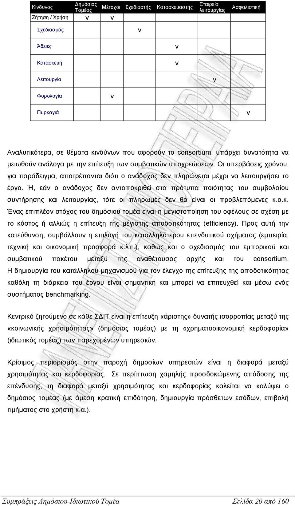 Οι υπερβάσεις χρόνου, για παράδειγµα, αποτρέπονται διότι ο ανάδοχος δεν πληρώνεται µέχρι να λειτουργήσει το έργο.