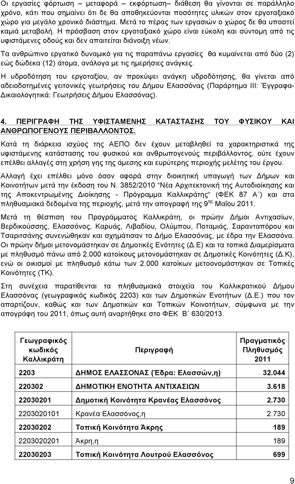 Τα ανθρώπινο εργατικό δυναµικό για τις παραπάνω εργασίες θα κυµαίνεται από δύο (2) εώς δώδεκα (12) άτοµα, ανάλογα µε τις ηµερήσιες ανάγκες.