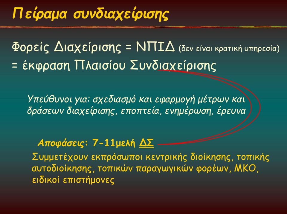 διαχείρισης, εποπτεία, ενημέρωση, έρευνα Αποφάσεις: 7-11μελή ΔΣ Συμμετέχουν εκπρόσωποι