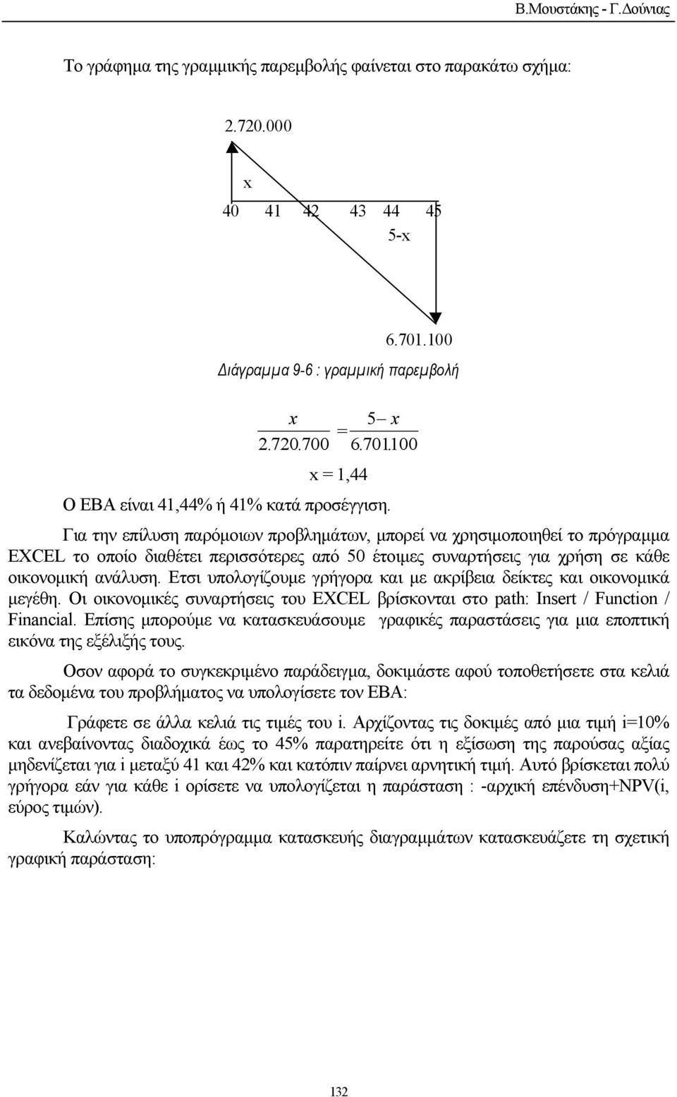 Για την επίλυση παρόµοιων προβληµάτων, µπορεί να χρησιµοποιηθεί το πρόγραµµα EXCEL το οποίο διαθέτει περισσότερες από 50 έτοιµες συναρτήσεις για χρήση σε κάθε οικονοµική ανάλυση.