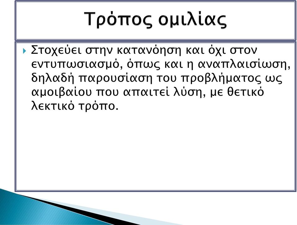 δηλαδή παρουσίαση του προβλήματος ως