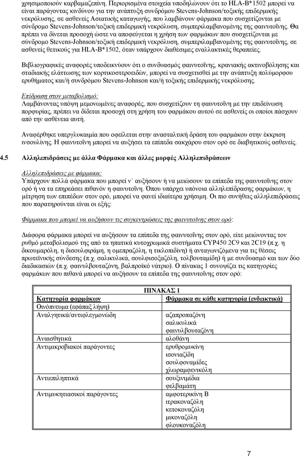 λαμβάνουν φάρμακα που συσχετίζονται με σύνδρομο Stevens-Johnson/τοξική επιδερμική νεκρόλυση, συμπεριλαμβανομένης της φαινυτοΐνης.