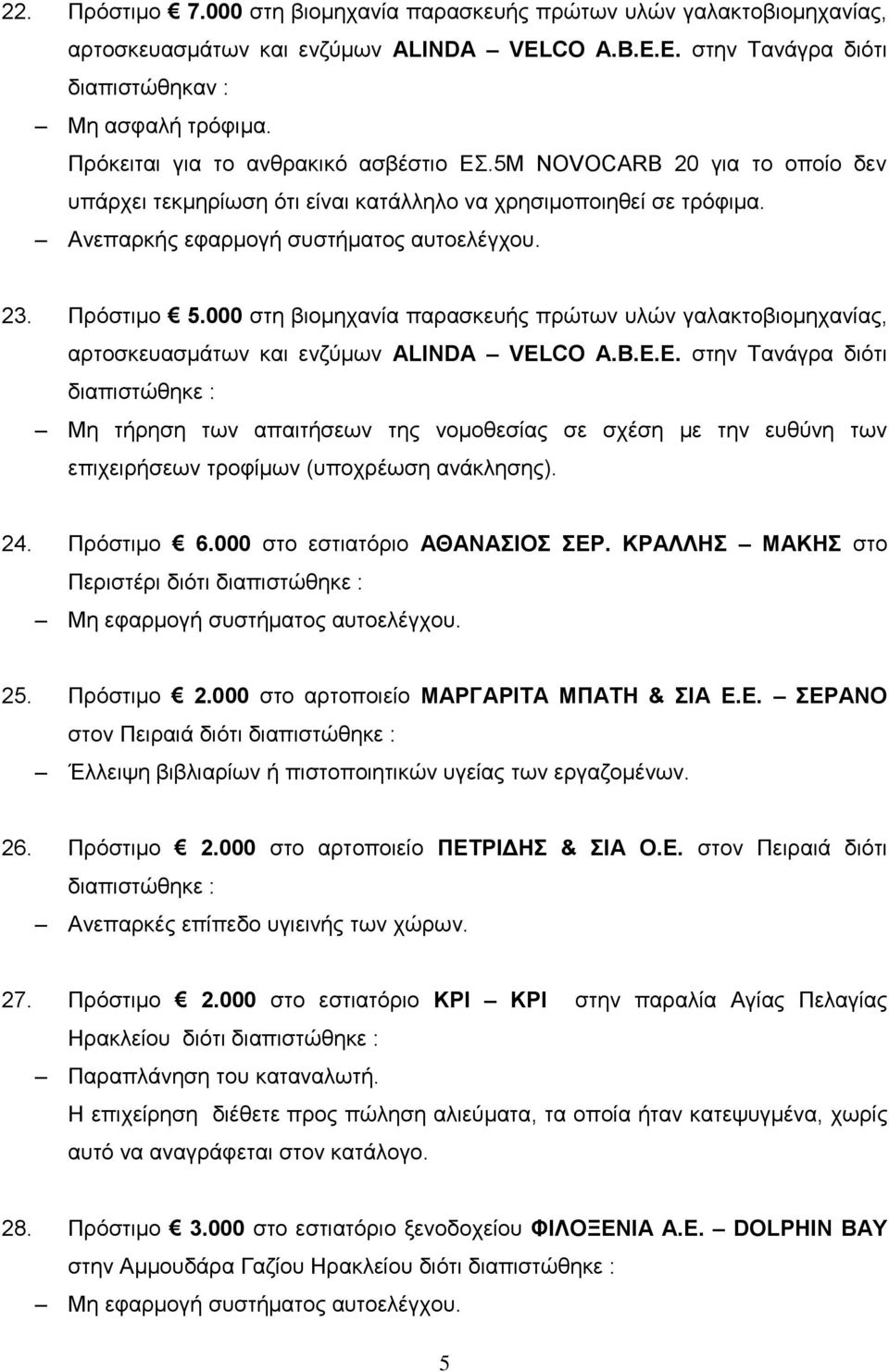 000 στη βιομηχανία παρασκευής πρώτων υλών γαλακτοβιομηχανίας, αρτοσκευασμάτων και ενζύμων ALINDA VEL