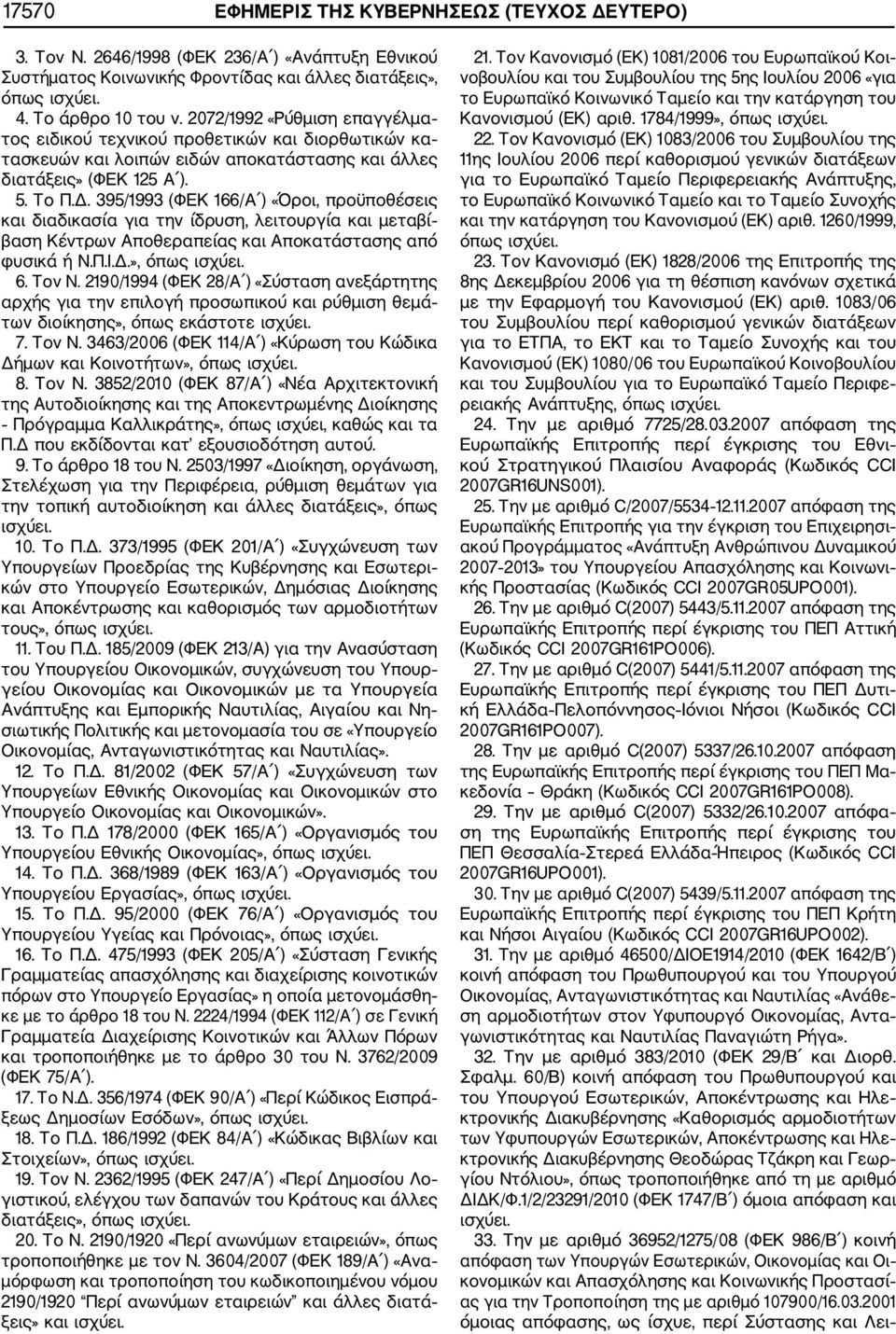 . 395/1993 (ΦΕΚ 166/Α ) «Όροι, προϋποθέσεις και διαδικασία για την ίδρυση, λειτουργία και µεταβί βαση Κέντρων Αποθεραπείας και Αποκατάστασης από φυσικά ή Ν.Π.Ι..», όπως ισχύει. 6. Τον Ν.