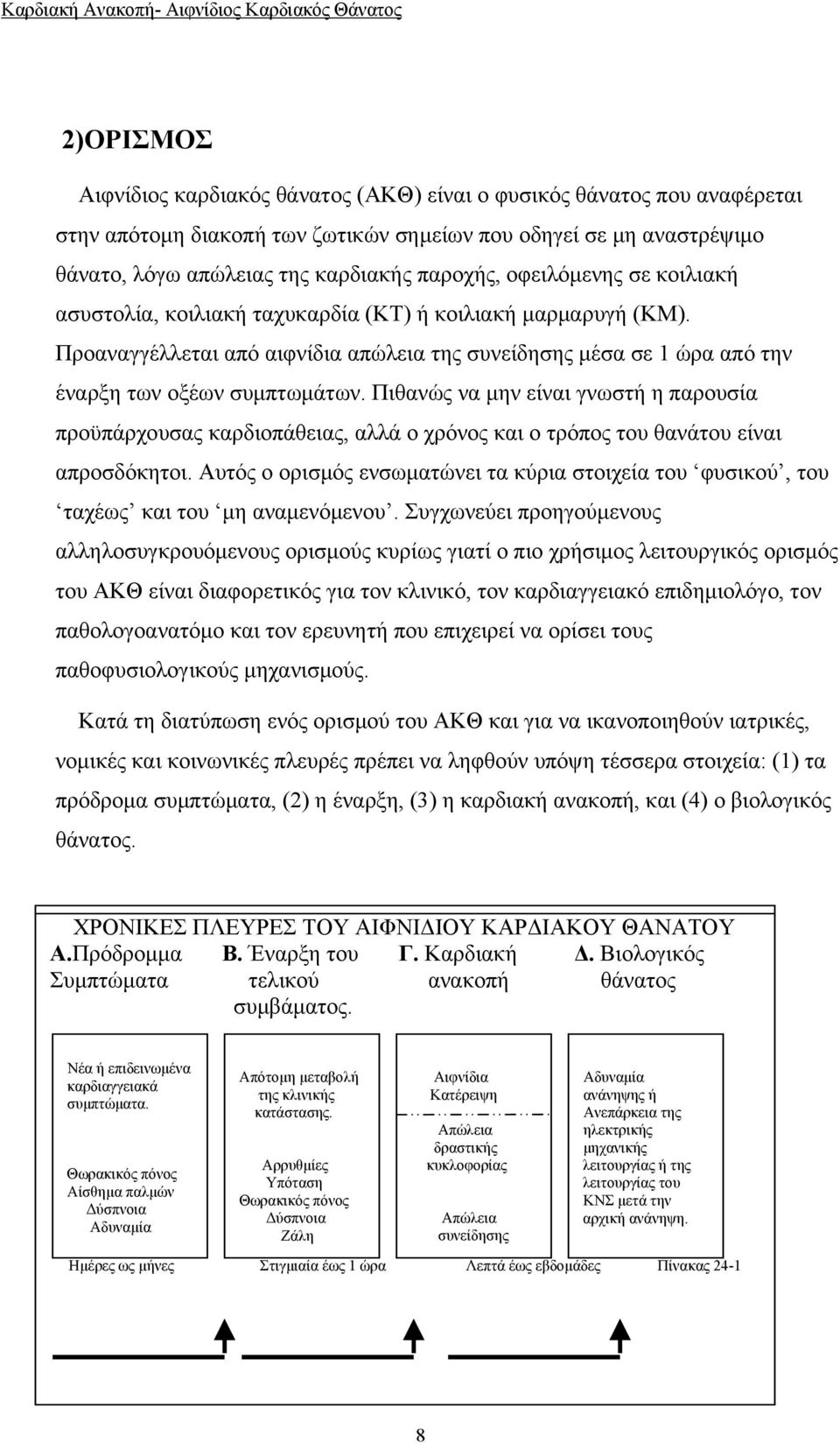 Πιθανώς να μην είναι γνωστή η παρουσία προϋπάρχουσας καρδιοπάθειας, αλλά ο χρόνος και ο τρόπος του θανάτου είναι απροσδόκητοι.