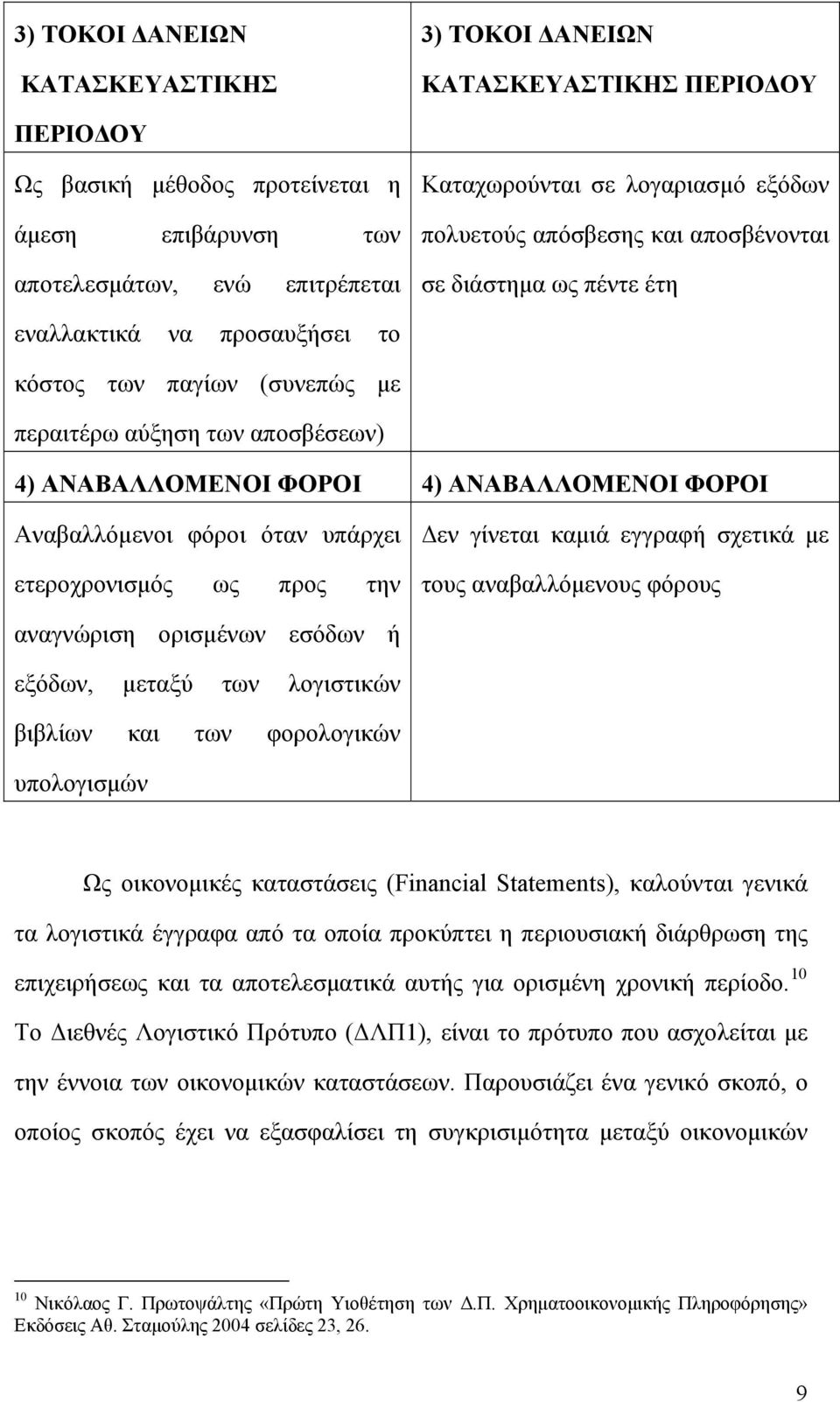 ΑΝΑΒΑΛΛΟΜΕΝΟΙ ΦΟΡΟΙ Αναβαλλόμενοι φόροι όταν υπάρχει ετεροχρονισμός ως προς την Δεν γίνεται καμιά εγγραφή σχετικά με τους αναβαλλόμενους φόρους αναγνώριση ορισμένων εσόδων ή εξόδων, μεταξύ των