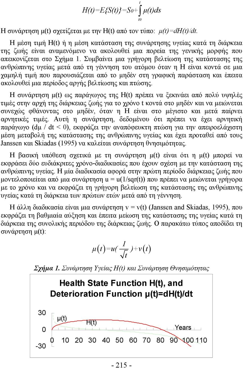 Συμβαίνει μια γρήγορη βελτίωση της κατάστασης της ανθρώπινης υγείας μετά από τη γέννηση του ατόμου όταν η H είναι κοντά σε μια χαμηλή τιμή που παρουσιάζεται από το μηδέν στη γραφική παράσταση και