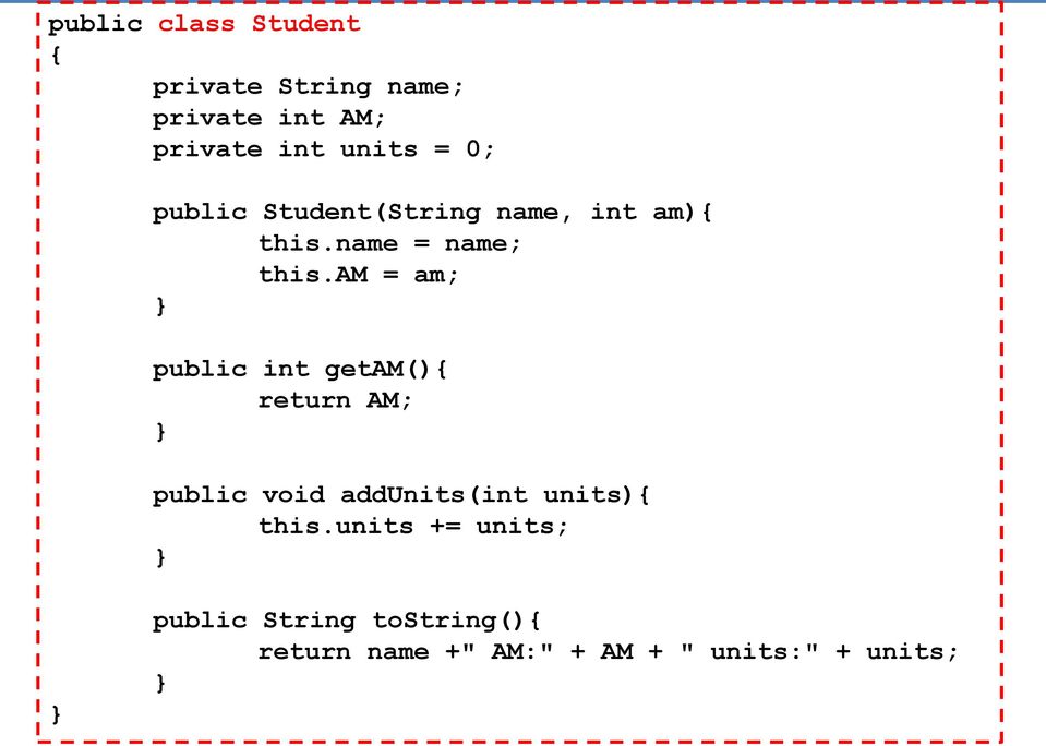 am = am; public int getam(){ return AM; public void addunits(int units){