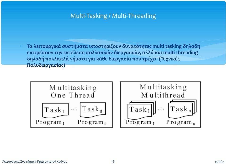 διεργασιών, αλλά και multi threading δηλαδή πολλαπλά νήματα για κάθε