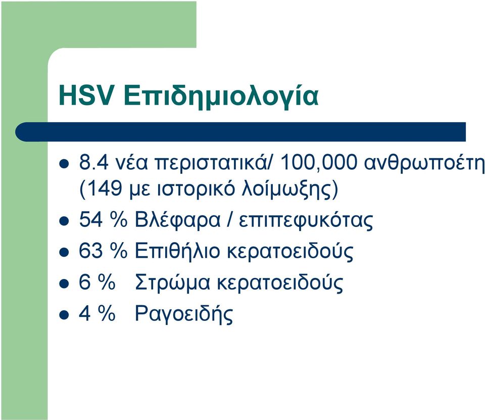 με ιστορικό λοίμωξης) 54 % Βλέφαρα /