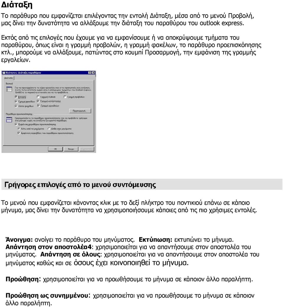 , µπορούµε να αλλάξουµε, πατώντας στο κουµπί Προσαρµογή, την εµφάνιση της γραµµής εργαλείων.