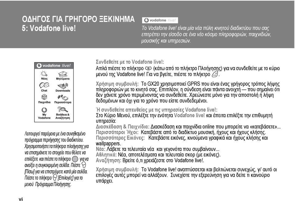 Χρησιµοποιήστε τα πλήκτρα πλοήγησης για να επισηµάνετε το στοιχείο που θέλετε να επιλέξετε και πιέστε το πλήκτρο για να ανοίξει η συγκεκριµένη σελίδα.