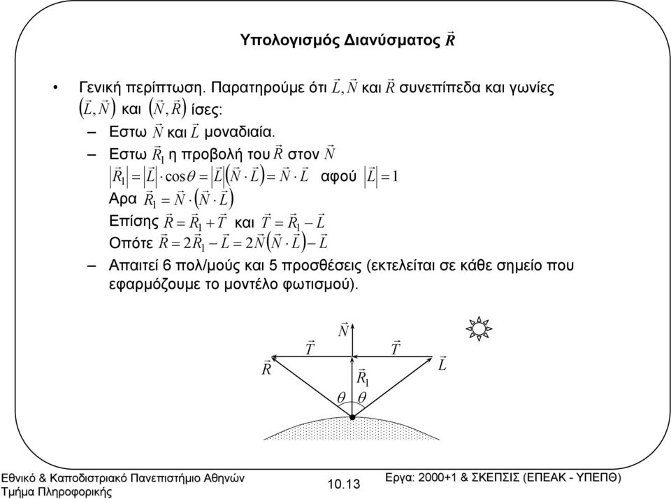 Εστω η προβολή του στον L coθ L ( L) L αφού L Αρα ( L ) Επίσης T και T L Οπότε L ( L) L