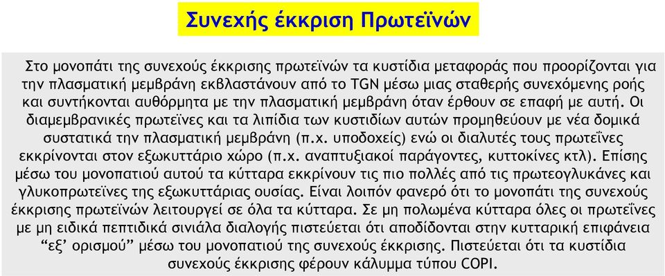 Οι διαμεμβρανικές πρωτεϊνες και τα λιπίδια των κυστιδίων αυτών προμηθεύουν με νέα δομικά συστατικά την πλασματική μεμβράνη (π.χ.