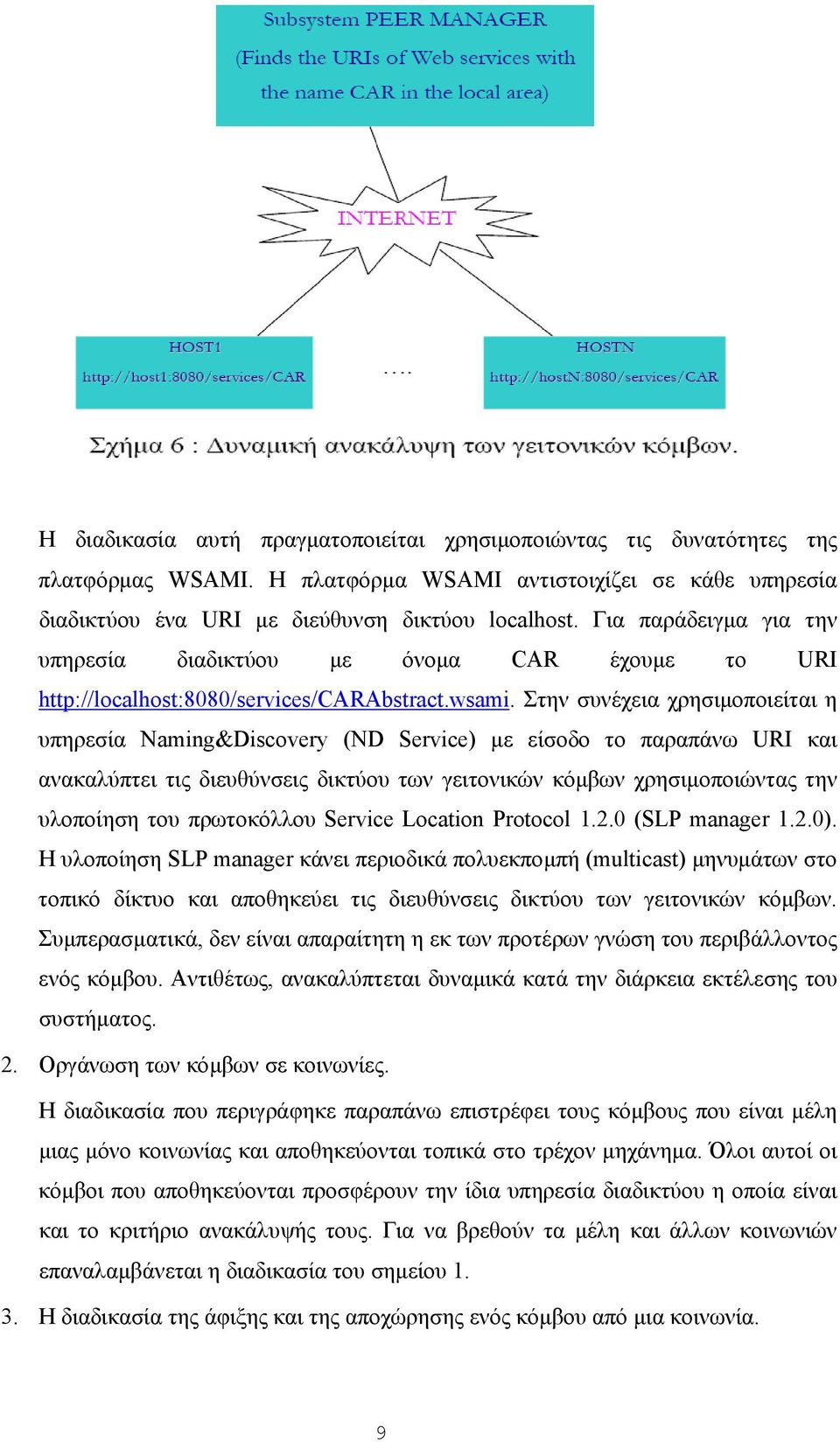 Στην συνέχεια χρησιµοποιείται η υπηρεσία Naming&Discovery (ND Service) µε είσοδο το παραπάνω URI και ανακαλύπτει τις διευθύνσεις δικτύου των γειτονικών κόµβων χρησιµοποιώντας την υλοποίηση του