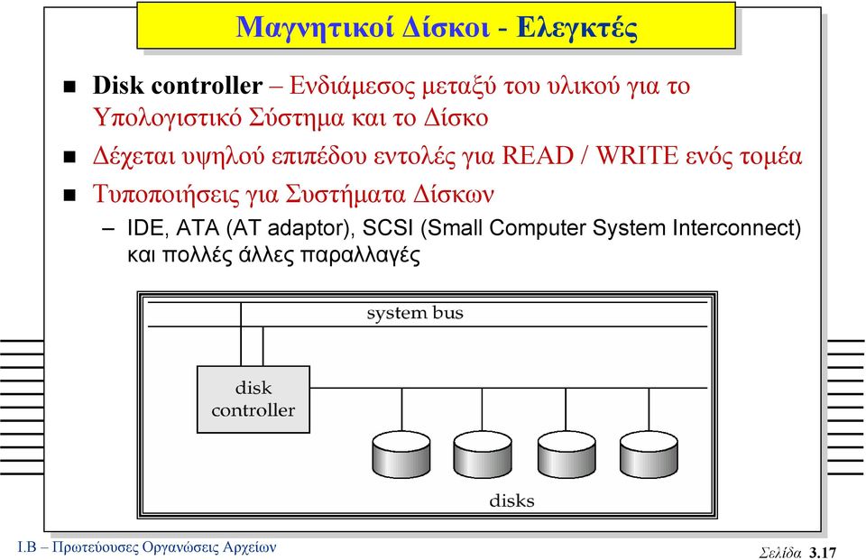 τοµέα Τυποποιήσεις για Συστήµατα ίσκων IDE, ATA (AT adaptor), SCSI (Small Computer