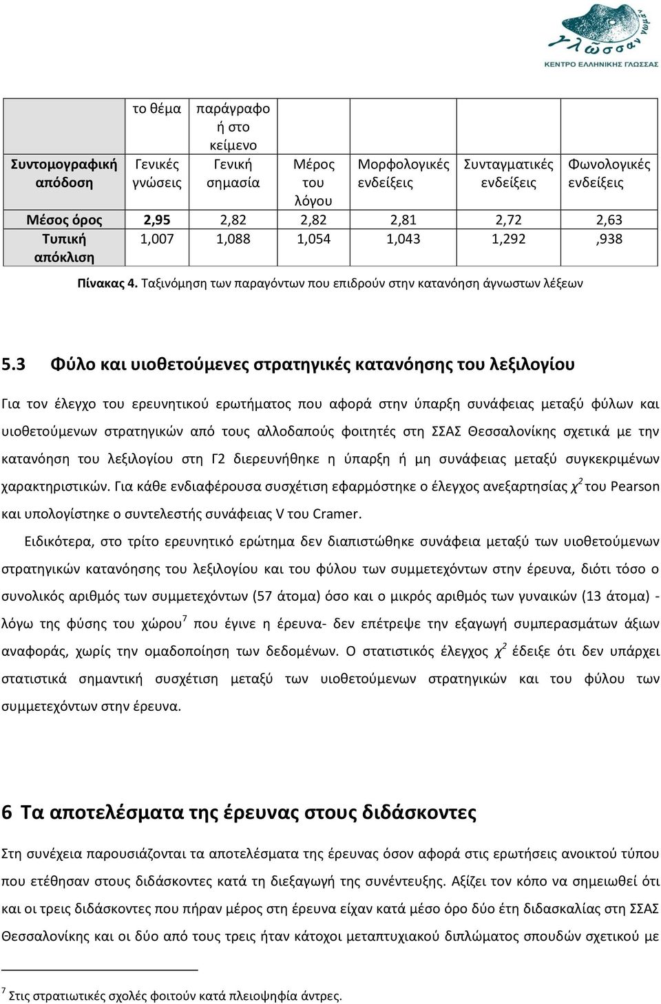 3 Φύλο και υιοθετούμενες στρατηγικές κατανόησης του λεξιλογίου Για τον έλεγχο του ερευνητικού ερωτήματος που αφορά στην ύπαρξη συνάφειας μεταξύ φύλων και υιοθετούμενων στρατηγικών από τους αλλοδαπούς